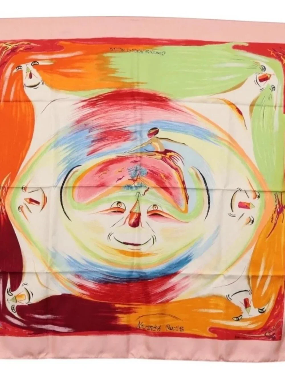 HERMES Carre 90 Scarf "Smiles in Third millenary" Silk Pink Auth - Picture 1 of 15
